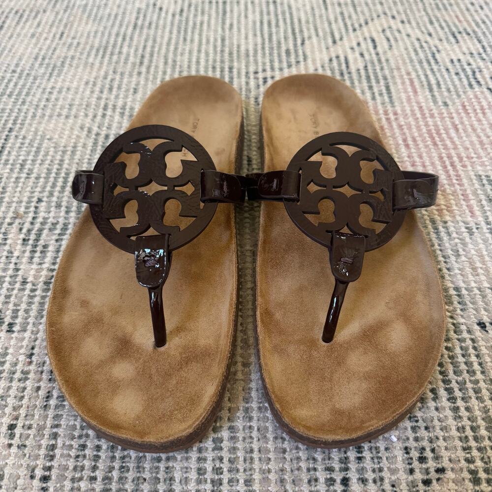 Tory Burch Miller Cloud Sandal in Plum/Natural Size 10 - Picture 8 of 11